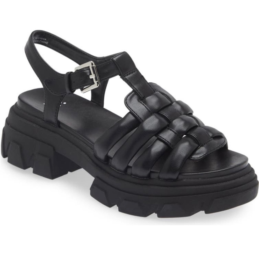 BP. Platform Fisherman sandals in black